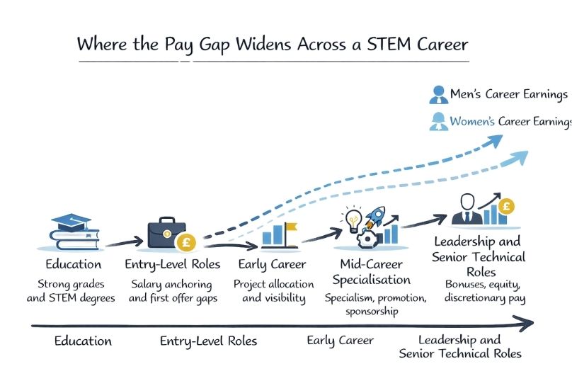 where pay gaps widen
