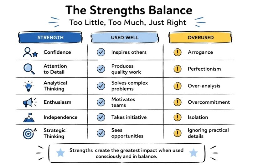 The Strengths Balance Too Little, Too Much, Just Right